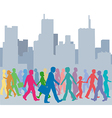 Crowd of people colors walk city vector image