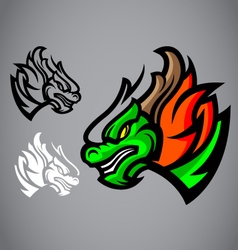 Dragon green head emblem logo vector image