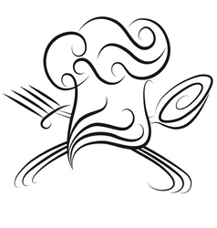 Chef hat with spoon vector image
