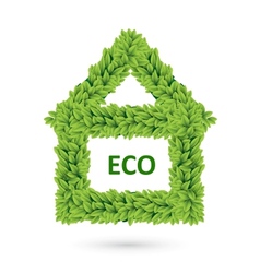 Ecology home icon of green leaves vector image