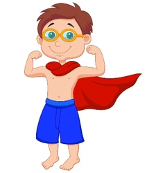 Boy cartoon pretending to be a Super Hero vector image
