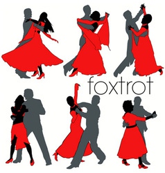 Foxtrot dancers silhouettes set vector image