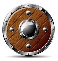 Wooden shield vector image