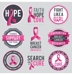 Breast Cancer Awareness Ribbons and Badges vector image
