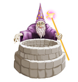 Wizard and the well vector image