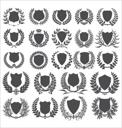 Shields and laurel wreath - collection vector image