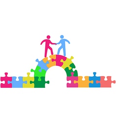 People team up climbing bridge to deal vector image