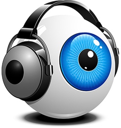 Eyeball with headphones on Eyeball with headphones on vector image
