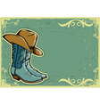 Cowboy boots image with grunge background vector image