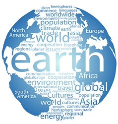 Global earth world word cloud tags vector image