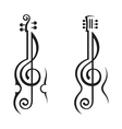 Violin guitar and treble clef vector image