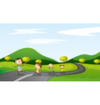 Kids walking background vector image
