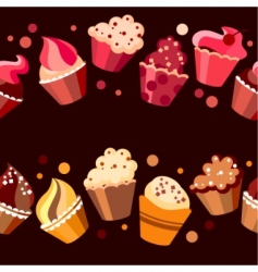 Two seamless cupcake borders vector image