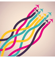 Background with colorful airplanes vector image