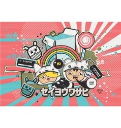 Japanese anime design style vector image