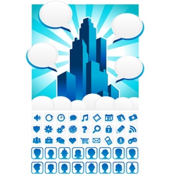Blue City and Icons Blue City and Icons vector image