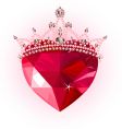 Crystal heart with crown vector image