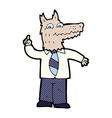 Comic cartoon business wolf with idea Comic cartoon business wolf with idea vector image
