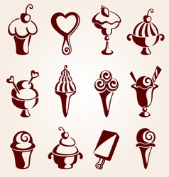 Set of ice cream dessert vector image