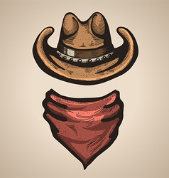 Cowboy hat and bandana scraf vector image