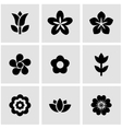Black flowers icon set vector image