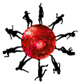 Silhouettes of people dancing on a disco ball Silhouettes of people dancing on a disco ball vector image