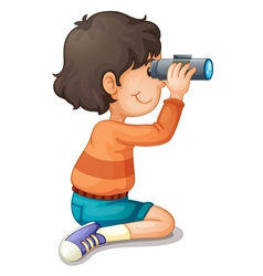 Boy using binoculars vector image