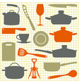 Kitchen utensils silhouettes vector image