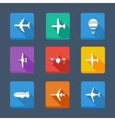 Collection airplane and gray Set icons vector image