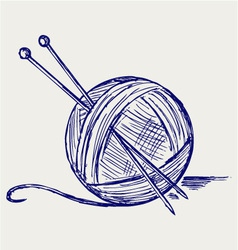 Yarn balls with needles vector image