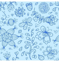 Seamless pattern Nature stylized doodle elements vector image