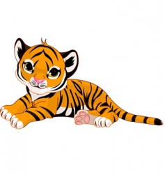 Tiger cub resting vector image