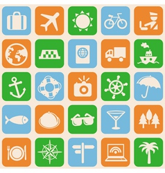 Seamless pattern with travel icons vector image