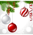 Merry Christmas background with glossy balls vector image