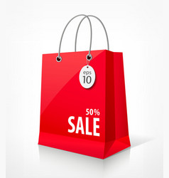 Shopping paper red bag vector image