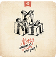 Retro Vintage Hand Drawn Christmas Greeting Card vector image