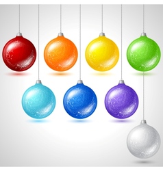 Merry Christmas background with glossy balls vector image