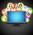 Monitor and social media members icons vector image