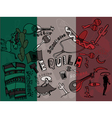 Mexico doodles with grunge background vector image