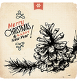 Retro Vintage Hand Drawn Christmas Greeting Card vector image