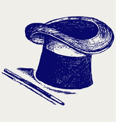 Magic hat with magic wand vector image
