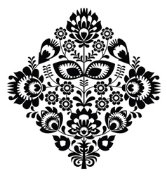 Folk embroidery with flowers - traditional polish vector image