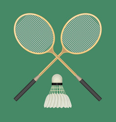 Two crossed badminton rackets and white Two crossed badminton rackets and white vector image