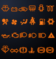 Illuminated car dashboard icons vector image