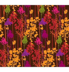 Pattern with colorful trees on brown background vector image