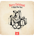 Retro Vintage Hand Drawn Christmas Greeting Card vector image