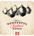 Retro Vintage Hand Drawn Christmas Greeting Card vector image