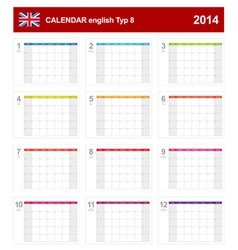 Calendar 2014 English Type 8 vector image