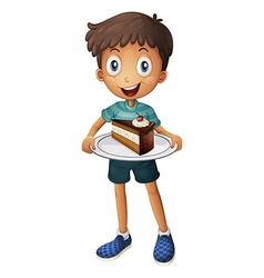 A smiling boy with cake vector image