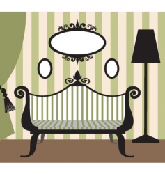 Retro interior in green vector image